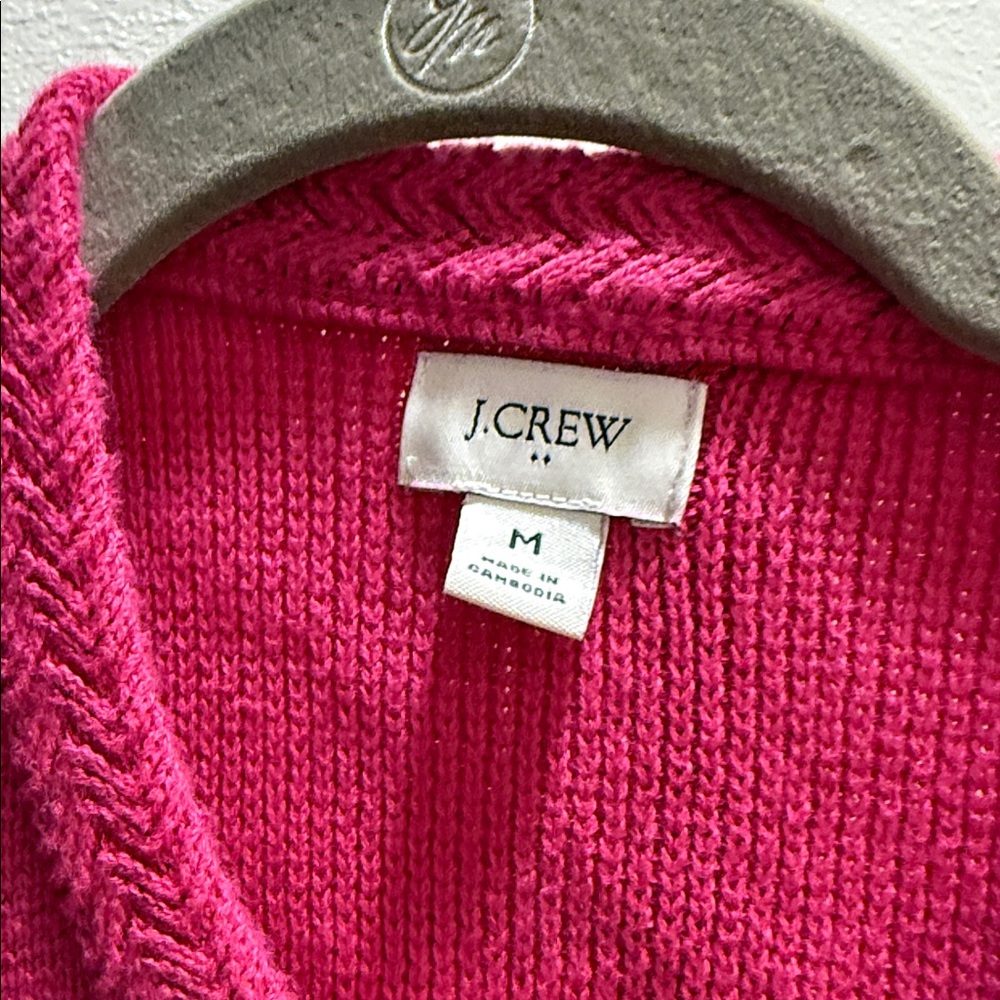 J. Crew Vibrant Pink Cardigan Sweater - Picture 2 of 9